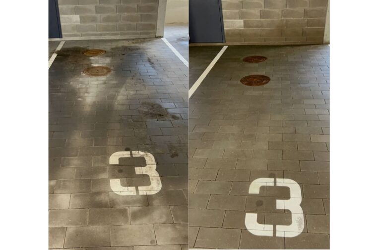 Parkimismajade puhastus: parkimiskoha põrandapesu enne ja pärast